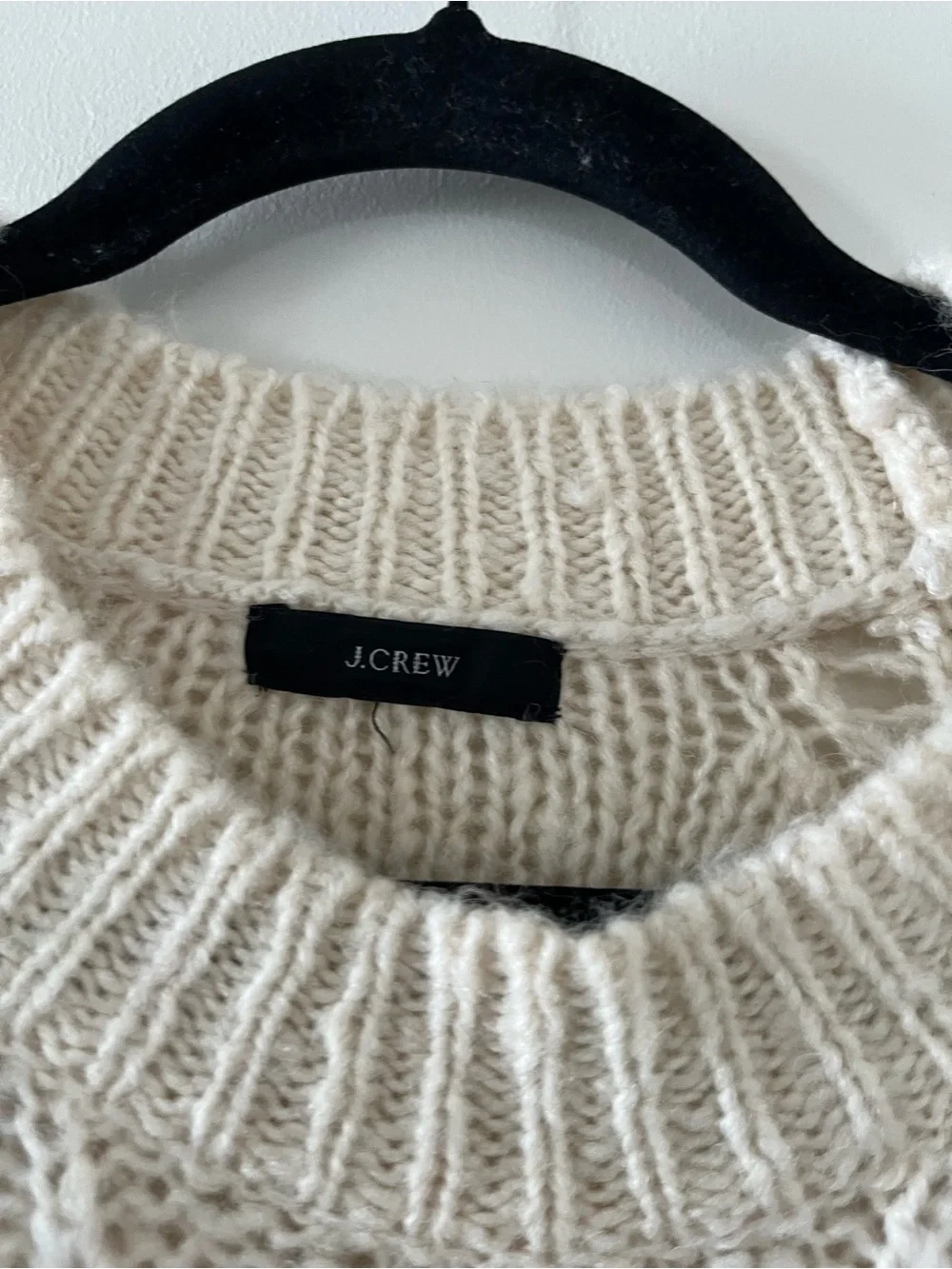 J Crew Cream Chunky Knit Alpaca Wool Blend Cable Knit Sweater Medium Oversized